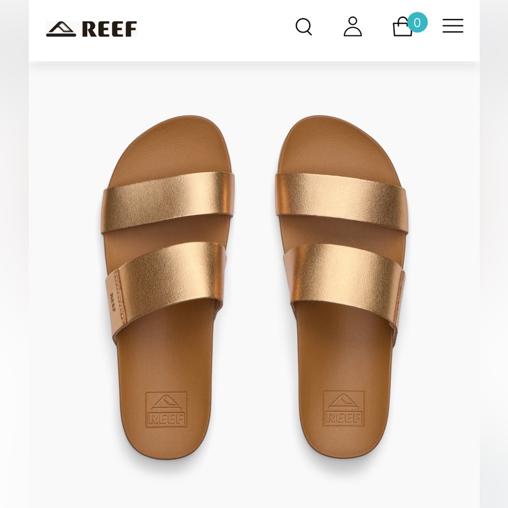 NEW REEF CUSHION VISTA SLIP ON SANDAL SUNSET Bronze Metallic gold Double-Strap 7